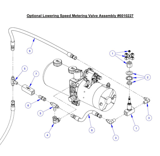 CC6561, CC6561-3, CC6571, CC6571-3 Optional Lowering Speed Metering Valve Assembly Parts