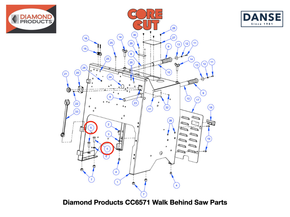 Hex Cap Screw 2900499 fits Core Cut CC6571 Walk Behind Saw by Diamond Products