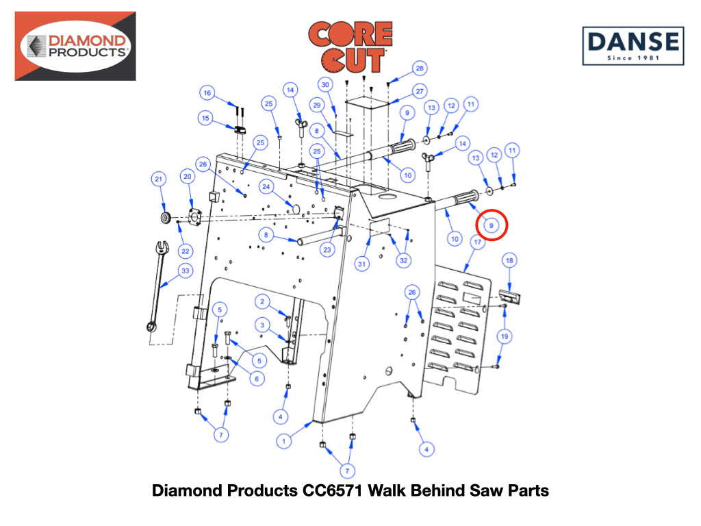 Grip Hand for 1��� Bar 2500636 fits Core Cut CC6571 Walk Behind Saw by Diamond Products