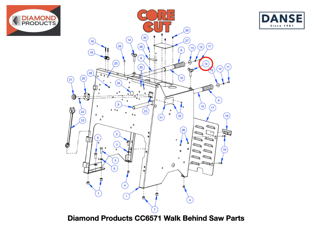 Hand Lock Knob 2900430 fits Core Cut CC6571 Walk Behind Saw by Diamond Products