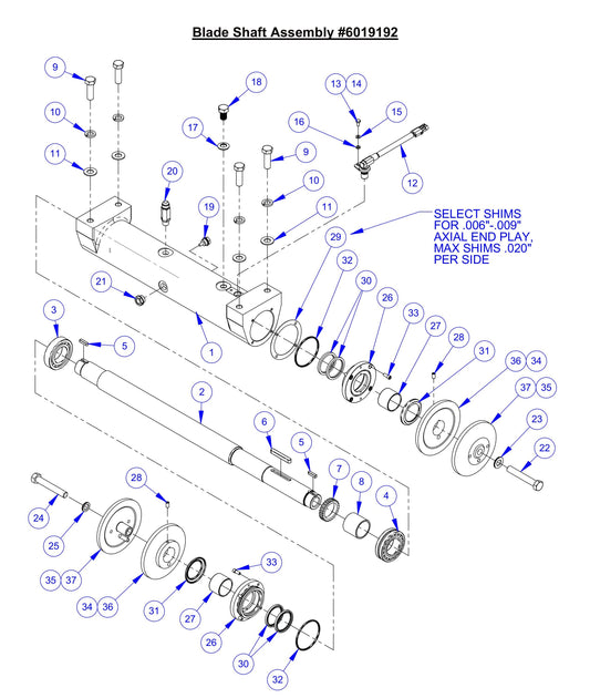 CC6571, CC6561 Blade Shaft Assembly Parts