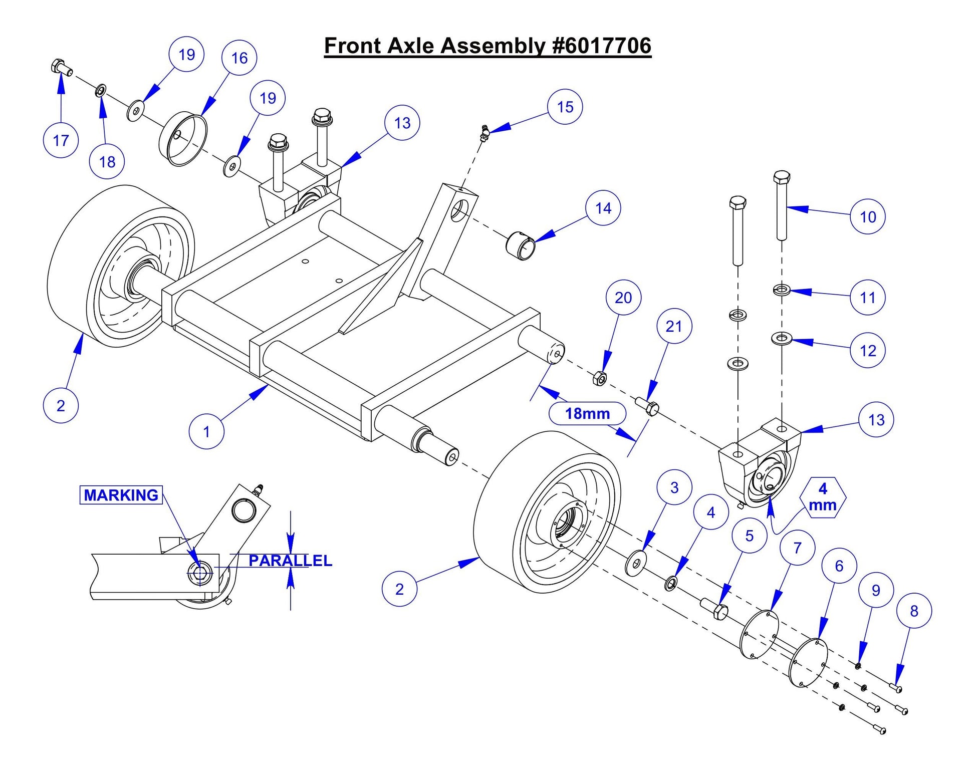 CC7574DD Front Axle Assembly Parts