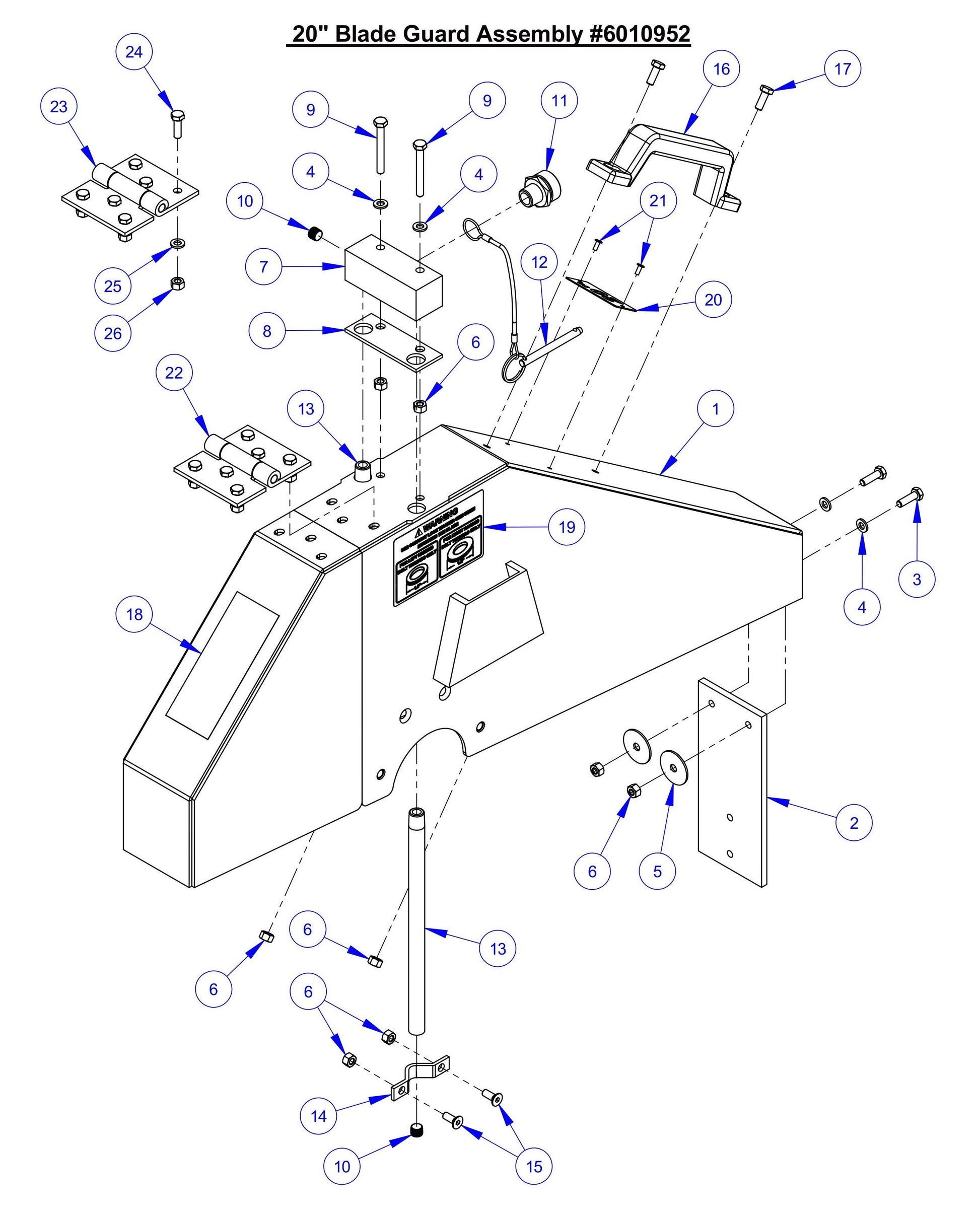 CC7574DD 20'' Blade Guard Assembly Parts