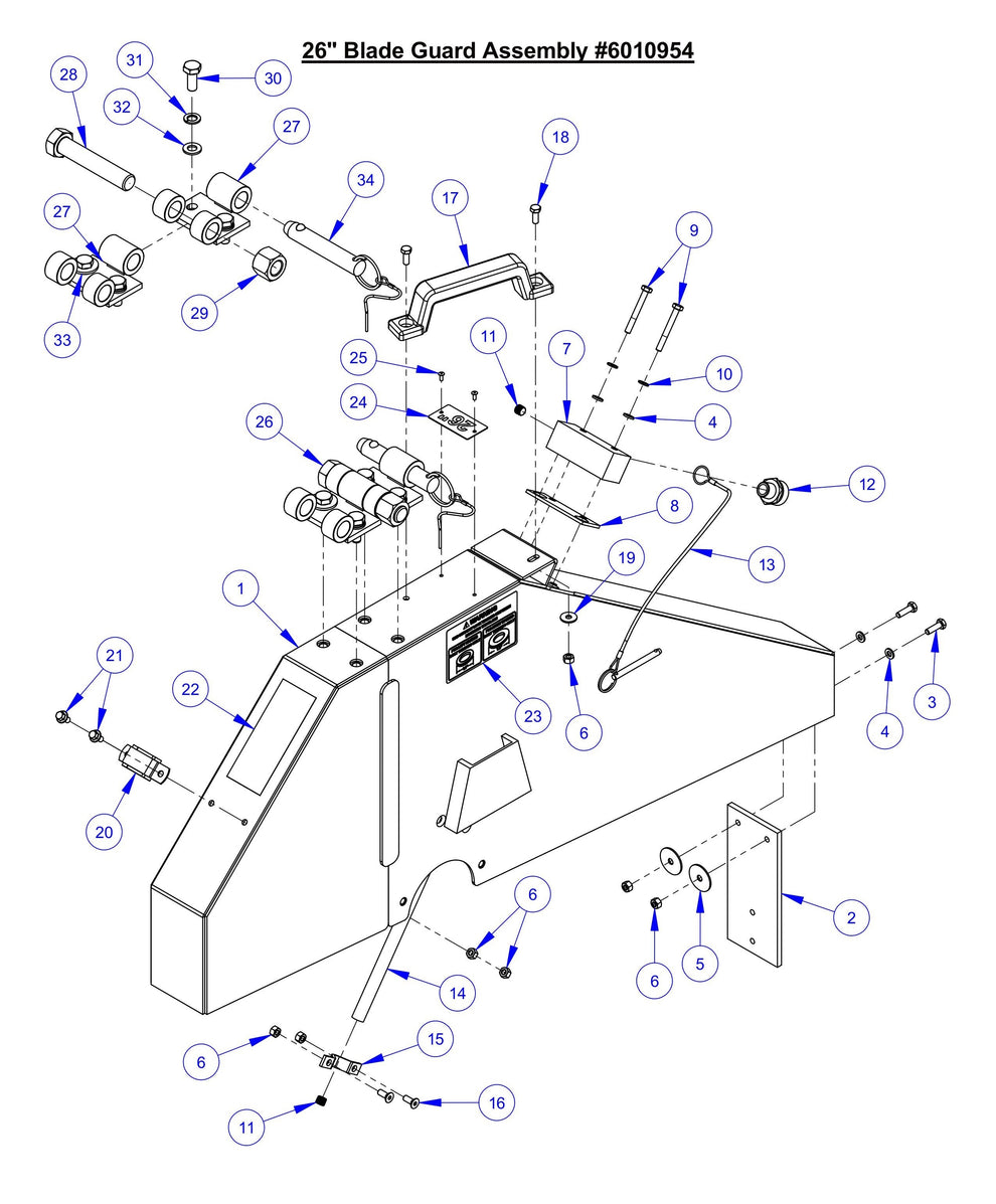 CC7574DD 26'' Blade Guard Assembly Parts