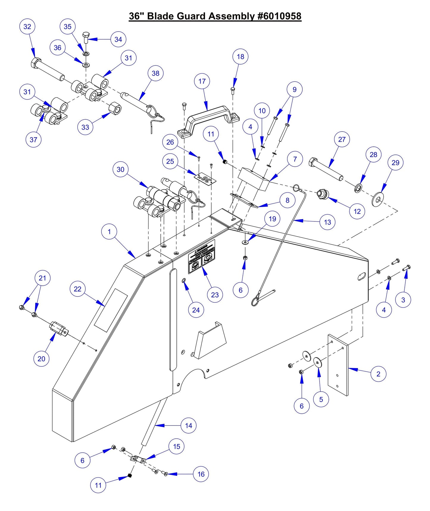 CC7574DD 36'' Blade Guard Assembly Parts