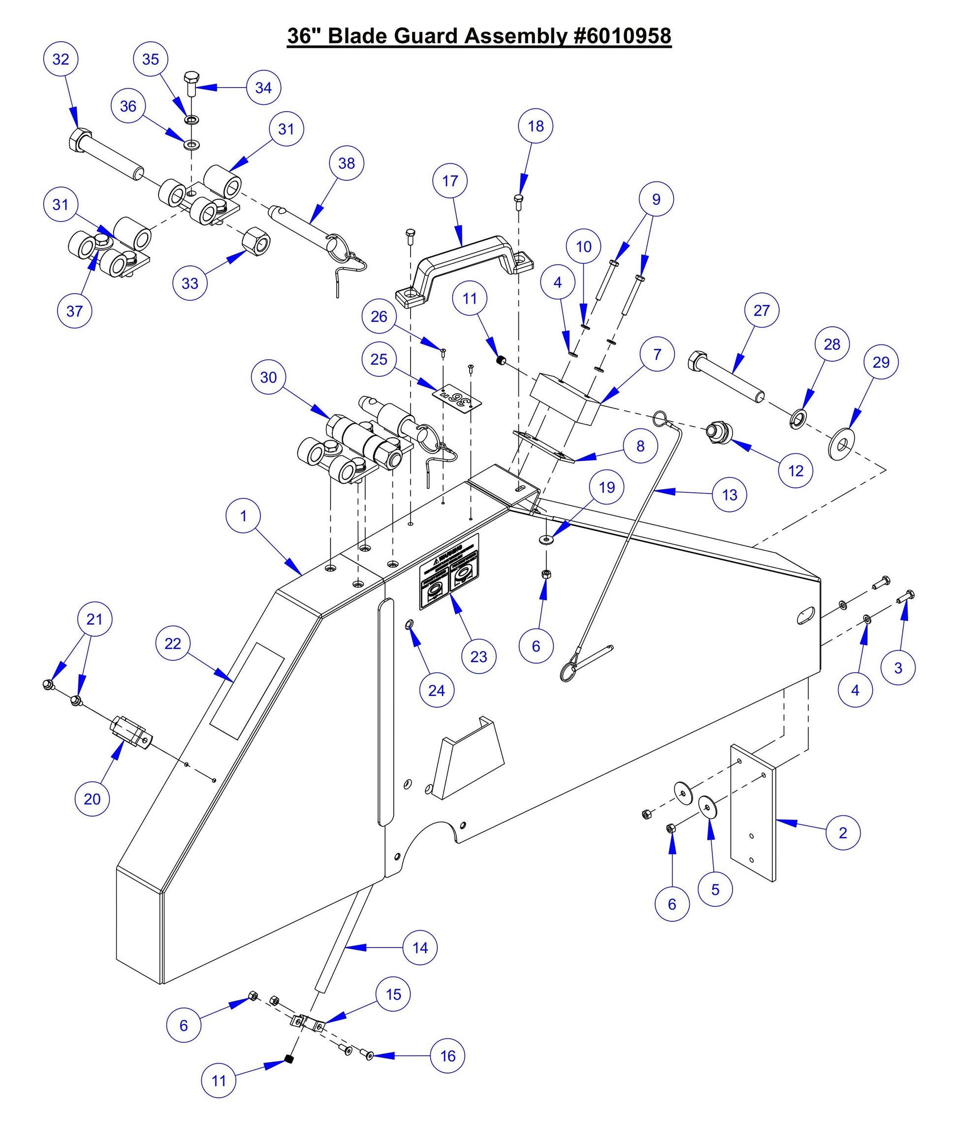 CC7574DD 36'' Blade Guard Assembly Parts