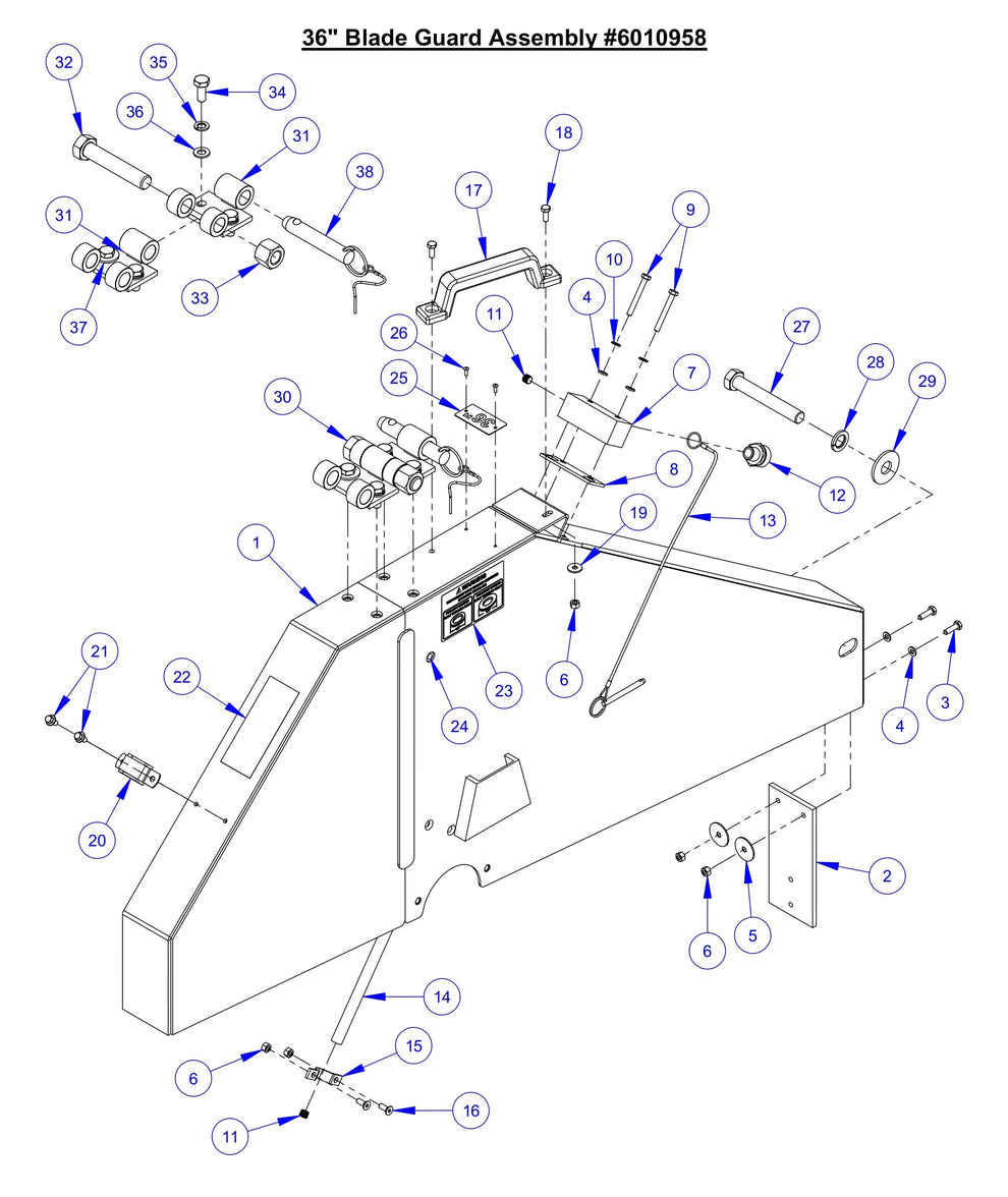 CC7574DD 36'' Blade Guard Assembly Parts