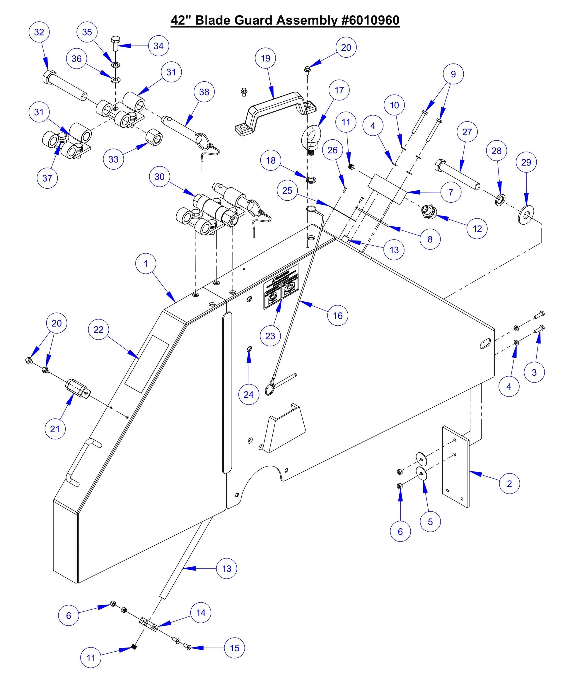 CC7574DD 42'' Blade Guard Assembly Parts