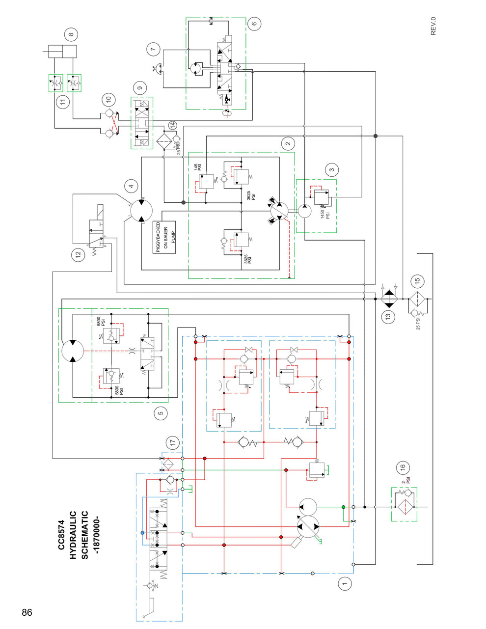 CC8574DD HYDRAULIC SCHEMATIC ASSEMBLY PARTS