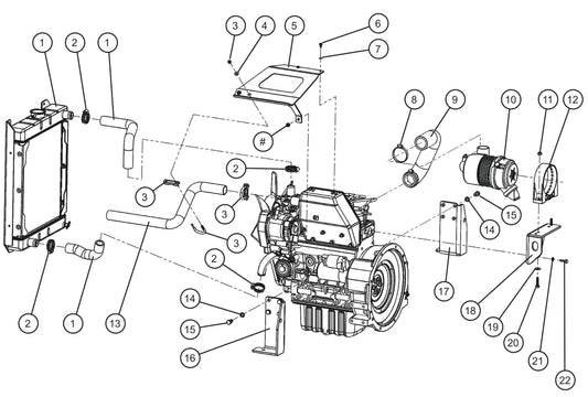 Kubota Engine Group (1 of 3) Assembly Parts For CE V-Series Night Lite Pro II (001PRO2VE15, 09-000001 and Up) Light Towers by Allmand