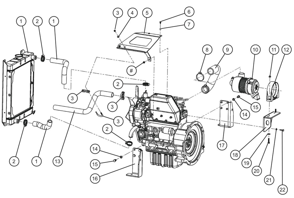 Kubota Engine Group (1 of 3) Assembly Parts For CE V-Series Night Lite Pro II (001PRO2VE15, 09-000001 and Up) Light Towers by Allmand