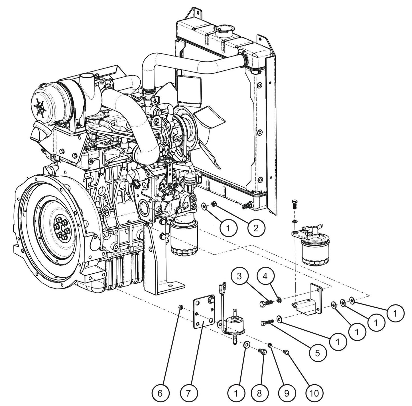 Kubota Engine Group (2 of 3) Assembly Parts For CE V-Series Night Lite Pro II (001PRO2VE15, 09-000001 and Up) Light Towers by Allmand