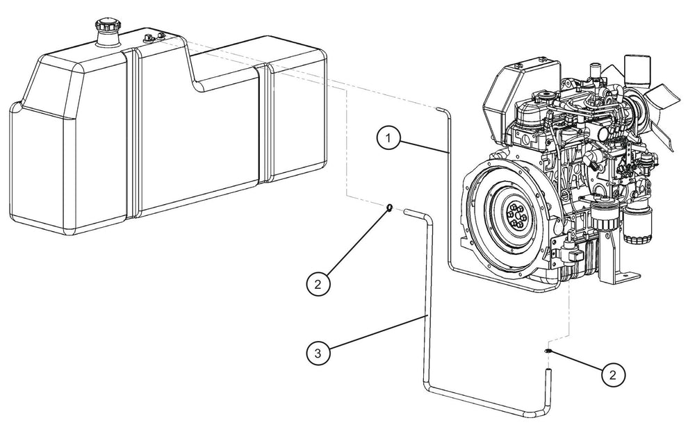 Kubota Fuel Line Assembly Parts For CE V-Series Night Lite Pro II (001PRO2VE15, 09-000001 and Up) Light Towers by Allmand