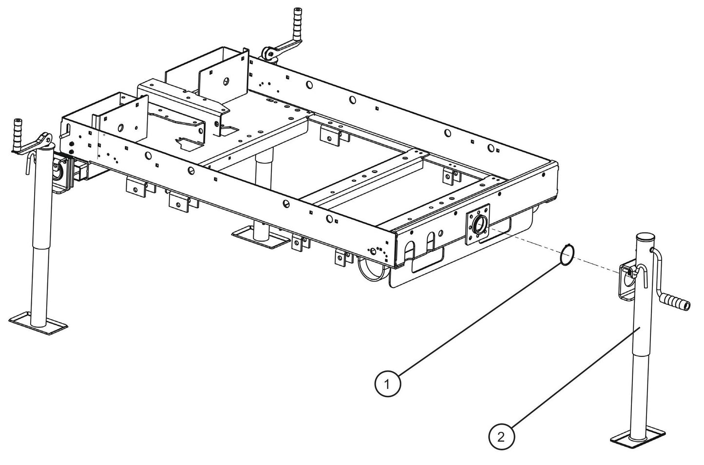 Outriggers and Jacks (2 of 2) Assembly Parts For CE V-Series Night Lite Pro II (001PRO2VE15, 09-000001 and Up) Light Towers by Allmand