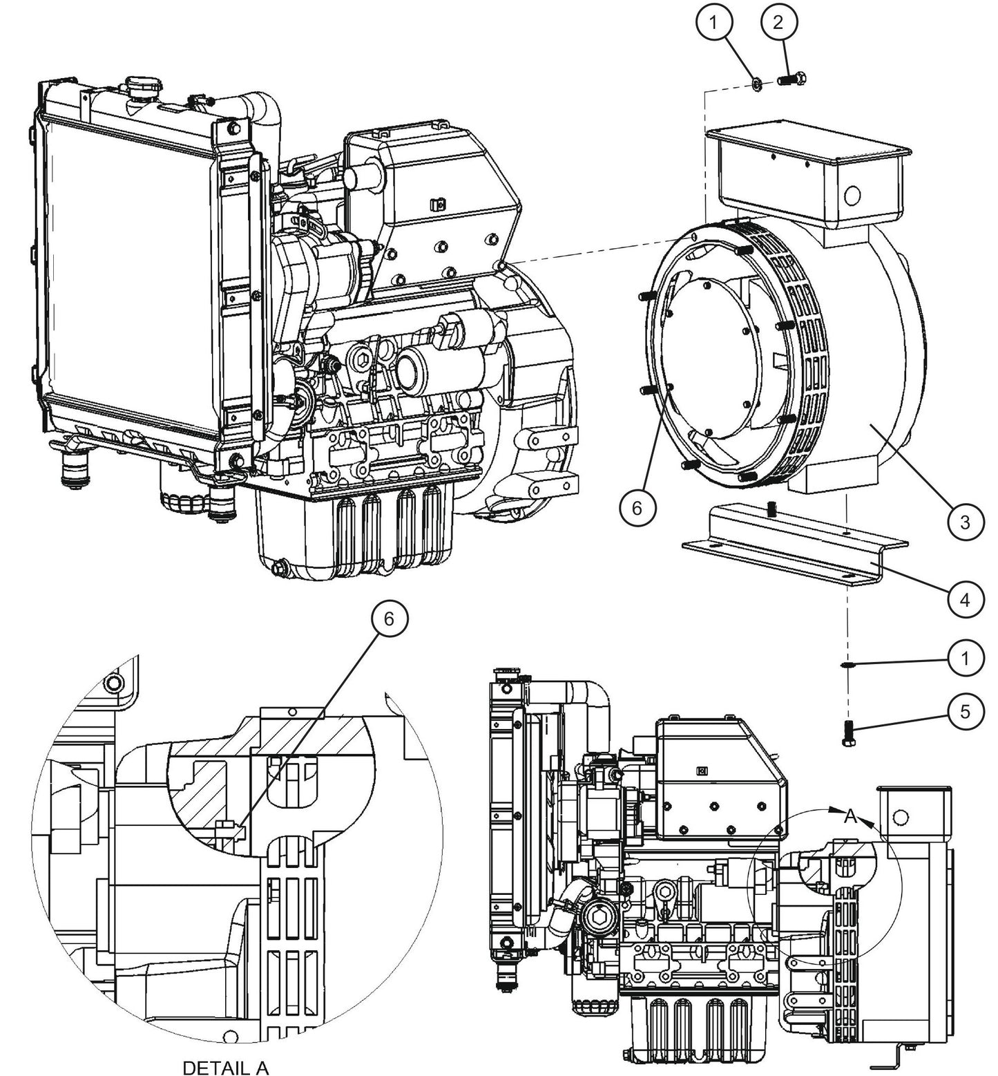 6kW 50Hz Marathon Generator Assembly Parts For CE V-Series Night Lite Pro II (001PRO2VE15, 09-000001 and Up) Light Towers by Allmand