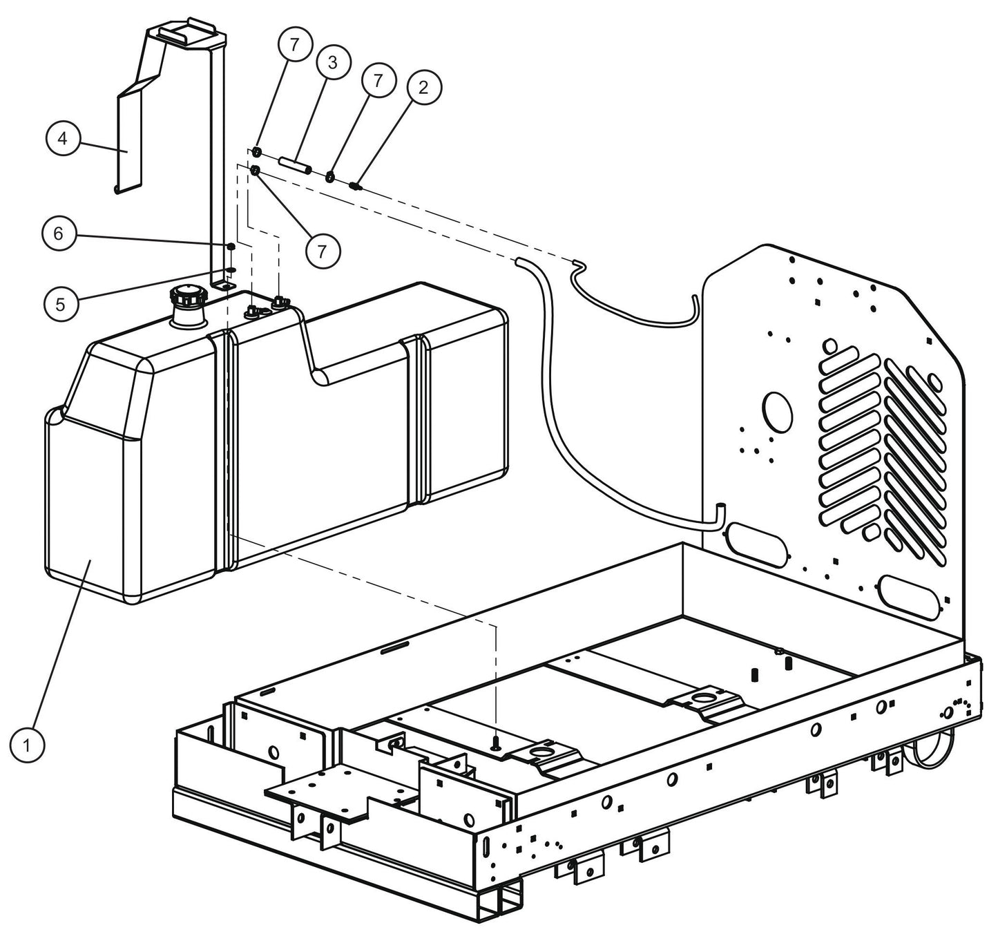 Fuel Tank Assembly Parts For CE V-Series Night Lite Pro II (001PRO2VE15, 09-000001 and Up) Light Towers by Allmand