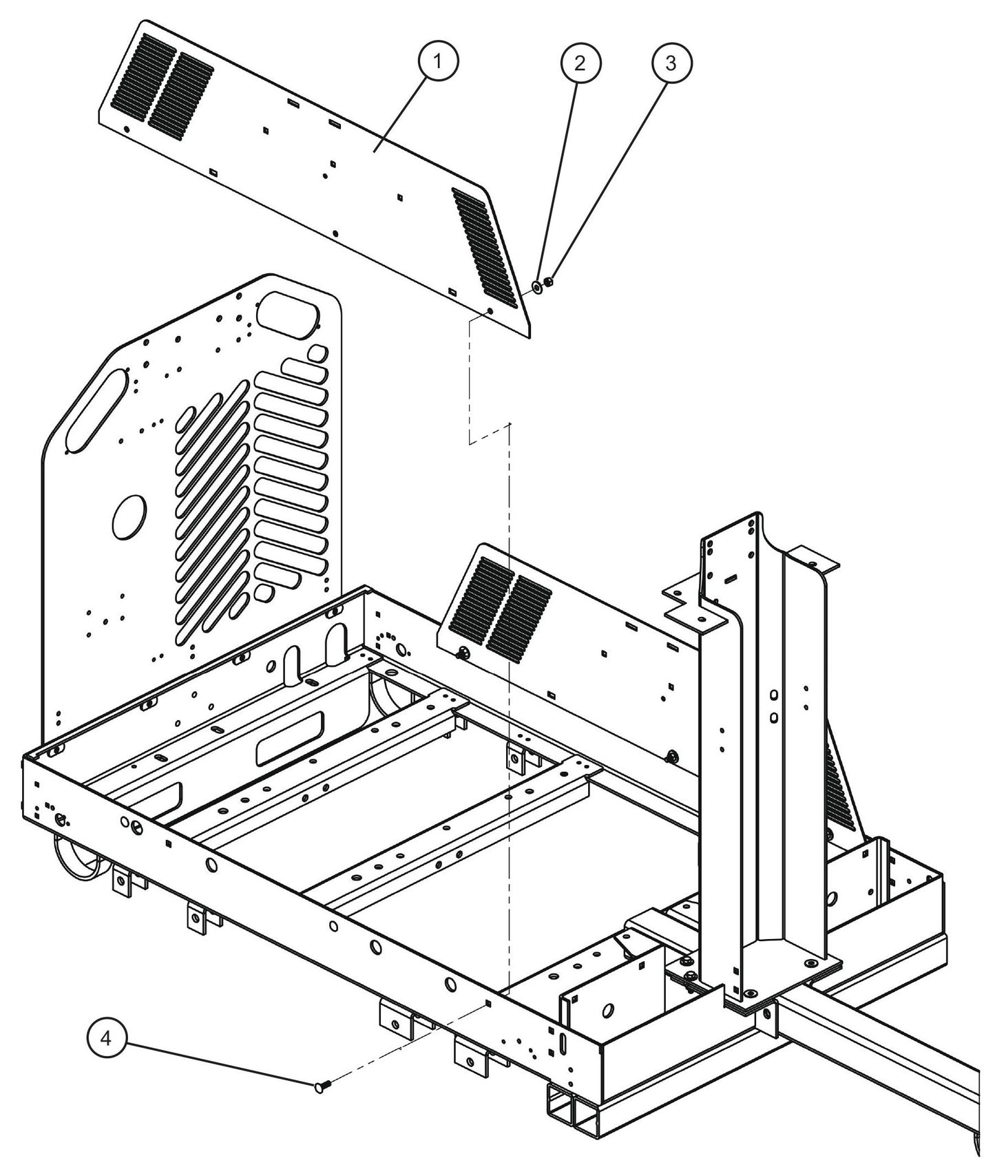Vertical Tower Trailer Components (1 of 3) Assembly Parts For CE V-Series Night Lite Pro II (001PRO2VE15, 09-000001 and Up) Light Towers by Allmand