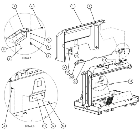 Right Door Assembly Parts For CE V-Series Night Lite Pro II (001PRO2VE15, 09-000001 and Up) Light Towers by Allmand