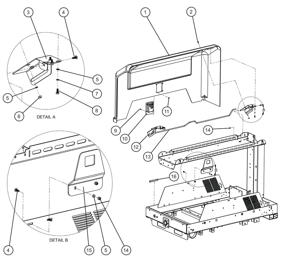Left Door Assembly Parts For CE V-Series Night Lite Pro II (001PRO2VE15, 09-000001 and Up) Light Towers by Allmand