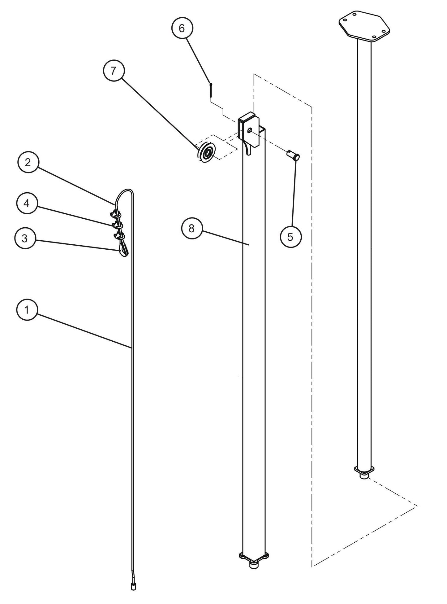 Vertical Tower Components (6 of 6) Assembly Parts For CE V-Series Night Lite Pro II (001PRO2VE15, 09-000001 and Up) Light Towers by Allmand