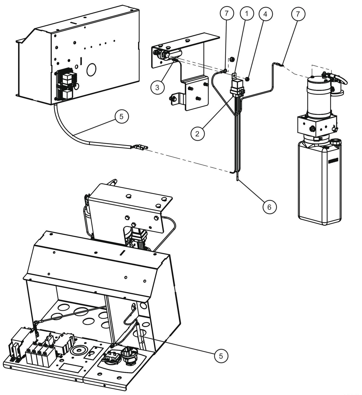 Hydraulic Pump to Key Switch Relay Assembly Parts For CE V-Series Night Lite Pro II (001PRO2VE15, 09-000001 and Up) Light Towers by Allmand