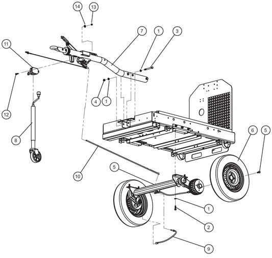 CE Tongue and Axle Assembly Parts For CE V-Series Night Lite Pro II (001PRO2VE15, 09-000001 and Up) Light Towers by Allmand
