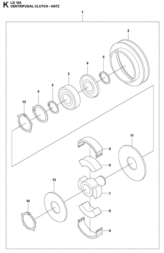 Centrifugal Clutch - Hatz Parts For LG 164 Diesel By Husqvarna