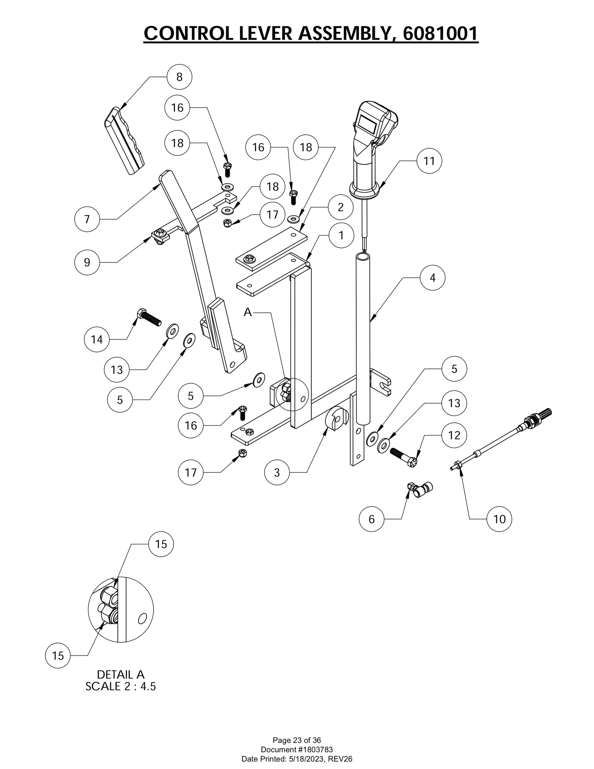 CG-1 Control Lever Assembly Parts