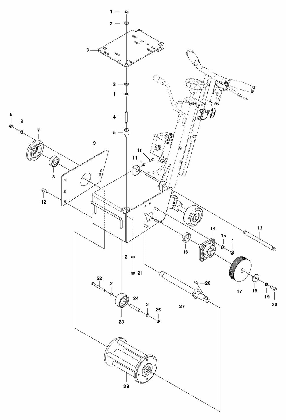 CG200 Edger Attachment Assembly Parts by Husqvarna