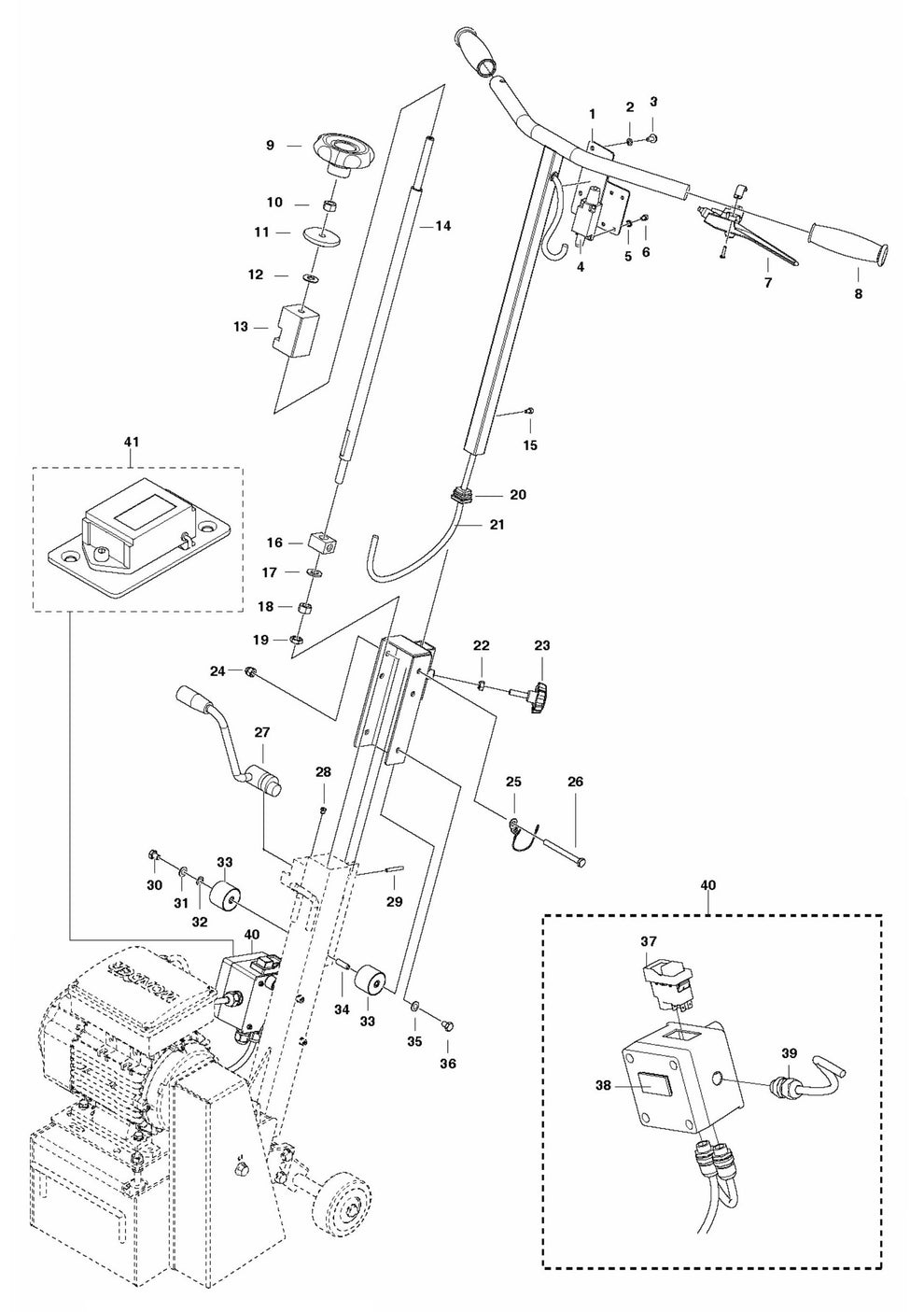 CG200 Handle Assembly Parts by Husqvarna