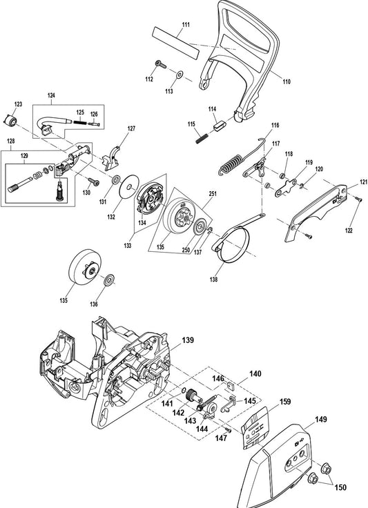 Chain Tensioner, Chain Brake, Oil Pump, Clutch Assembly Parts For EA3500SRDB Gas Chain Saw Parts by Makita