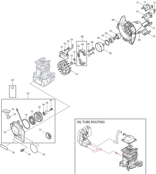 Clutch, Flywheel, Starter Assembly Parts For EM2650LH, EM2652LHN Gas String Trimmer by Makita