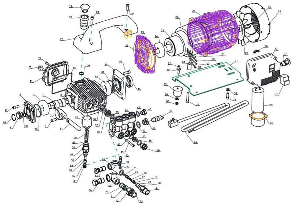 CM-1400-0MEC-DM, CM-1400-0MEC-M, CM-1400-1MEH, CM-1400-1MEH-M Pump Assembly Parts by MiTM