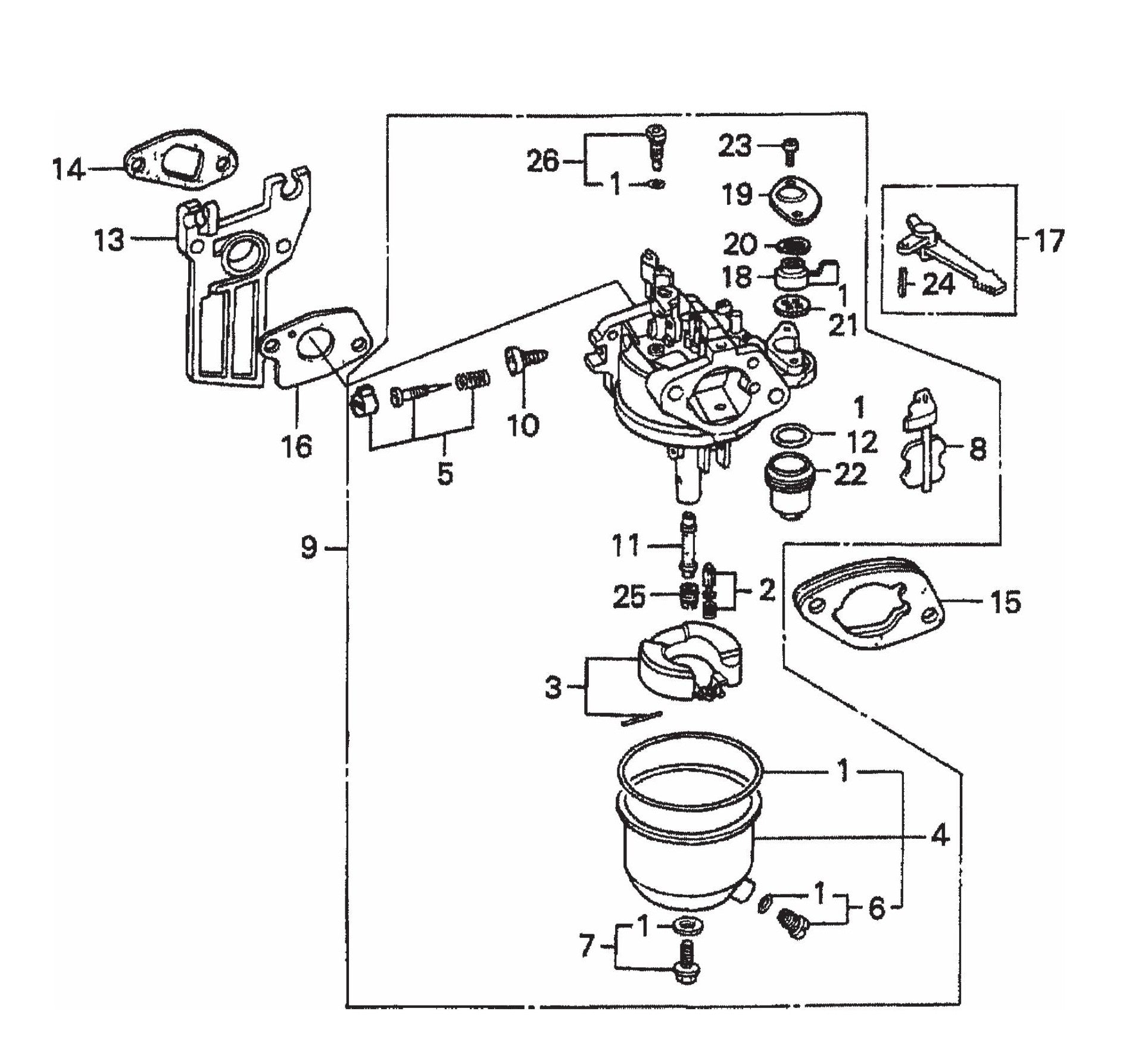 Carburetor Assembly Parts- STOW CMS-6S Honda GX160K1HX2