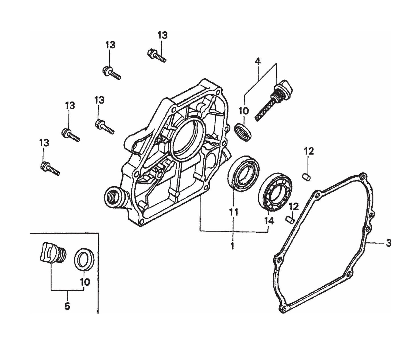 Crankcase Cover Assembly Parts- STOW CMS-6S Honda GX160K1HX2
