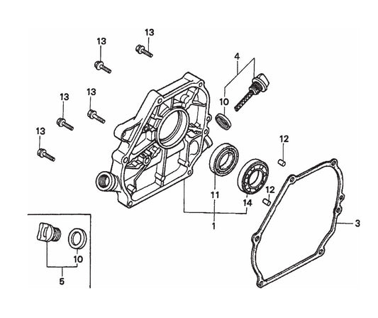 Crankcase Cover Assembly Parts- STOW CMS-6S Honda GX160K1HX2