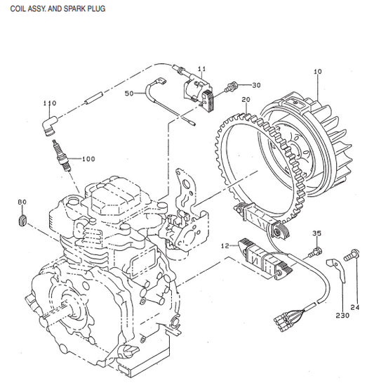 GA6RZ2 GA-6RZ2 — ROBIN EH-34 ENGINE — Coil Assembly And Spark Plug Parts By Multiquip