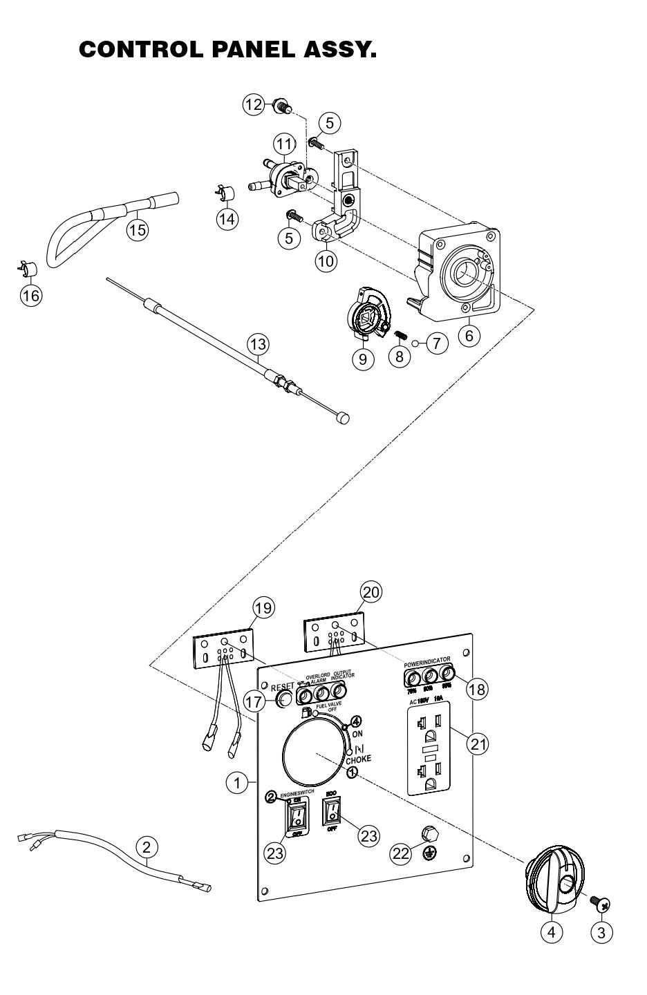 GBX4S, GBX8B GloBug Lighting Control Panel Assembly Parts by Multiquip
