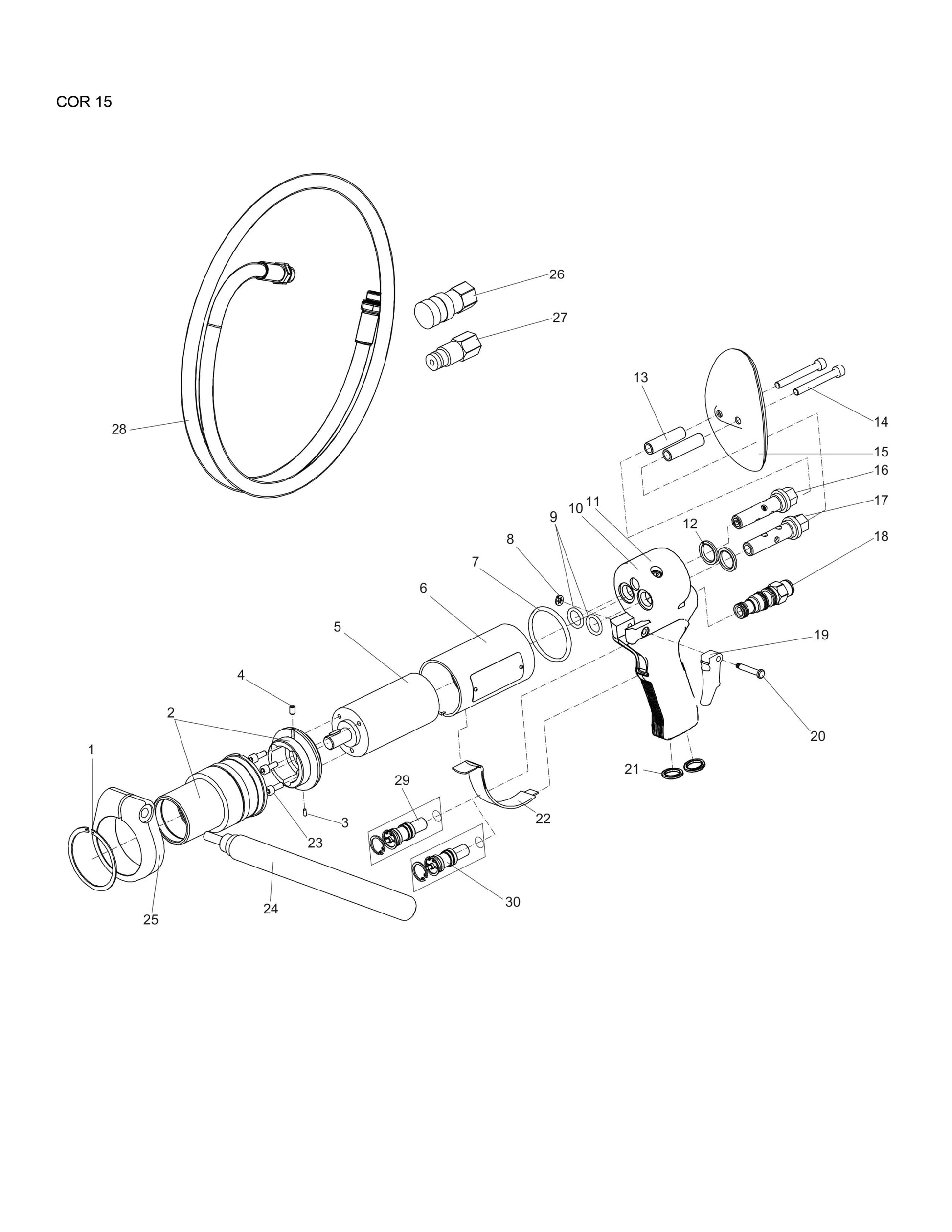 COR 15 Hydraulic Post Drivers Parts By Chicago Pneumatics
