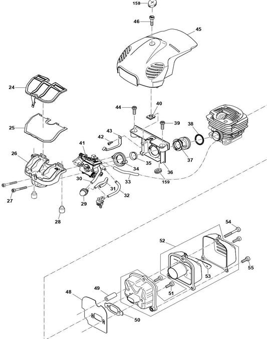 Cover, Air Filter, Muffler Assembly Parts For EA3500SRDB Gas Chain Saw Parts by Makita