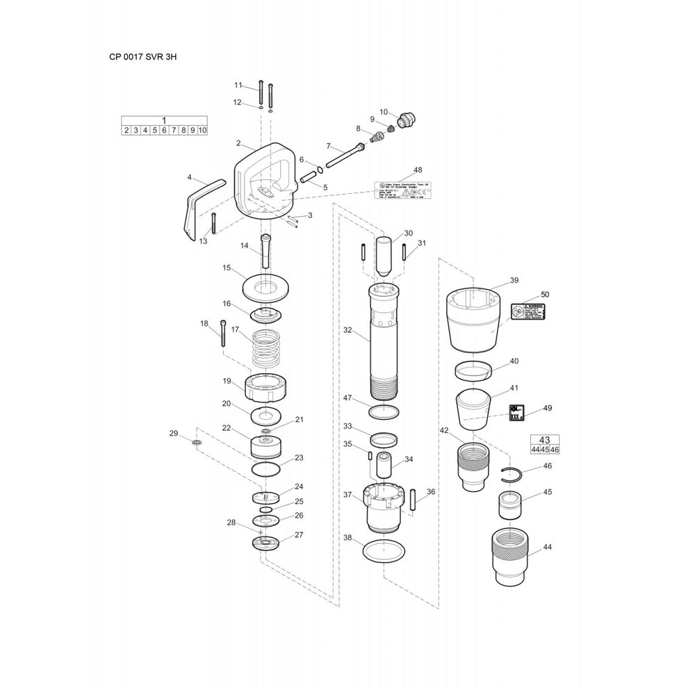 CP 0017 SVR 3H Pneumatic Pick Hammer Parts By By Chicago Pneumatics