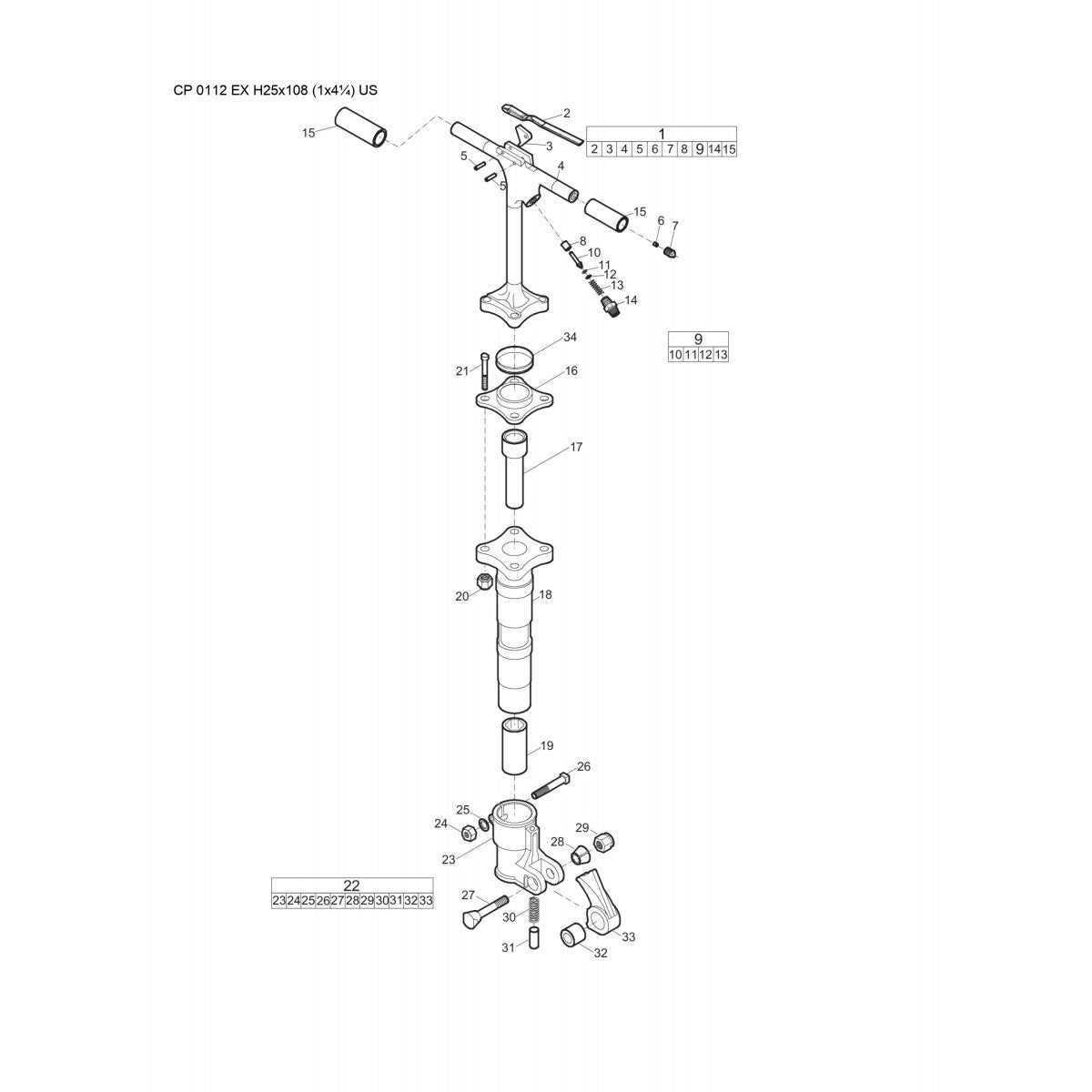 CP 0112 EX H22x82.5 (7⁄8x3¼) US Pneumatic Pick Hammer Parts By Chicago Pneumatics