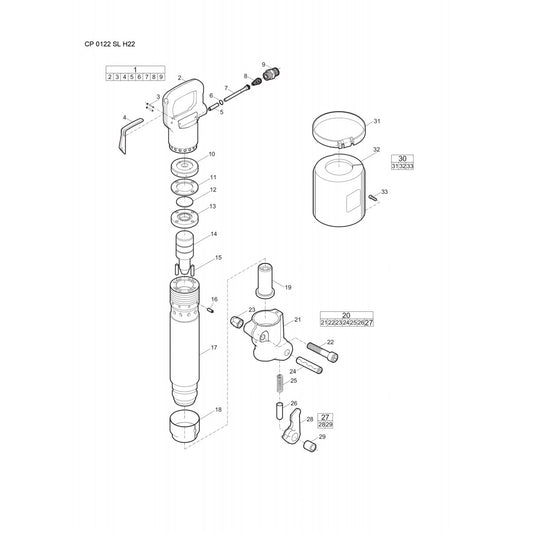 CP 0122 SL H22 Pneumatic Pick Hammer Parts By Chicago Pneumatics