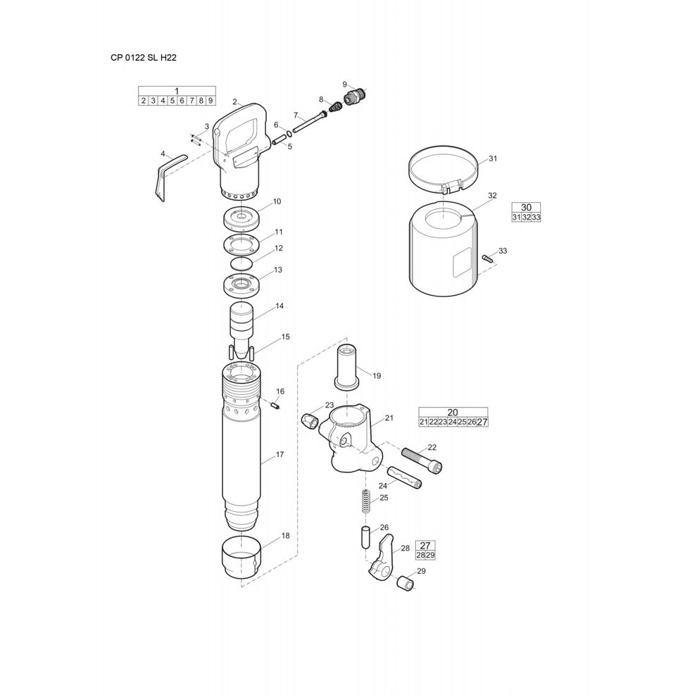CP 0122 SL H22 Pneumatic Pick Hammer Parts By Chicago Pneumatics