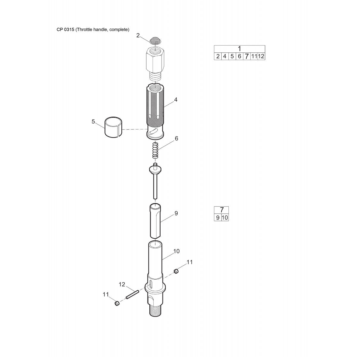 CP 0315 Throttle Handle, Complete Assembly Parts By Chicago Pneumatics