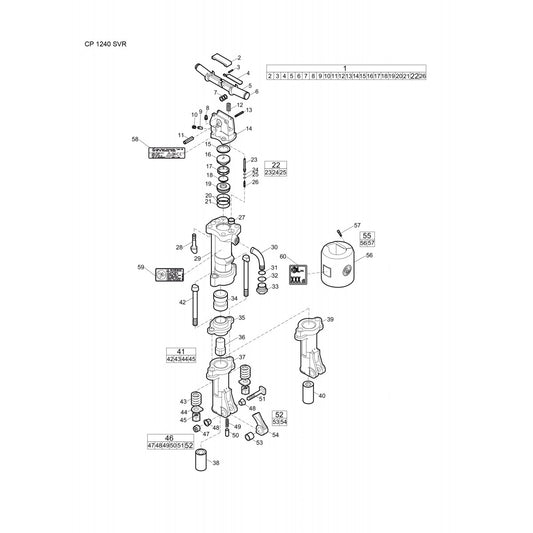 CP 1240 SVR T-Handle Breaker Parts By By Chicago Pneumatics