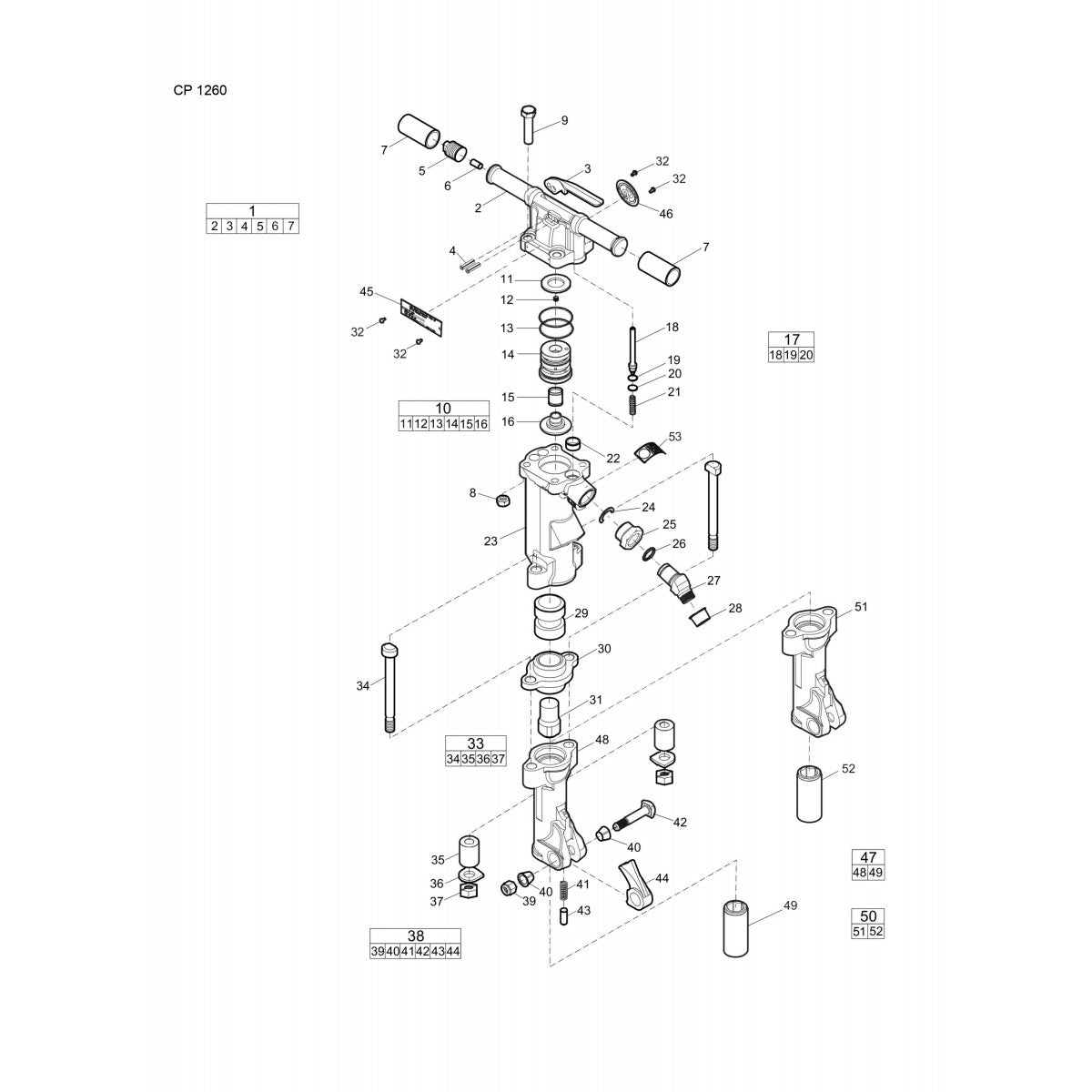 CP 1260 Pneumatic Breaker Parts  By Chicago Pneumatic