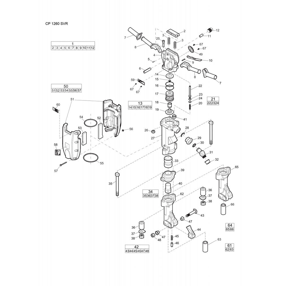 CP 1260 SVR Pneumatic Breaker Parts  By Chicago Pneumatic