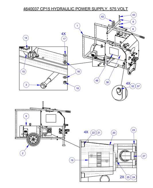 CP15EXL Fig-1 Hydraulic Power Supply, 575 Volt Assembly Parts
