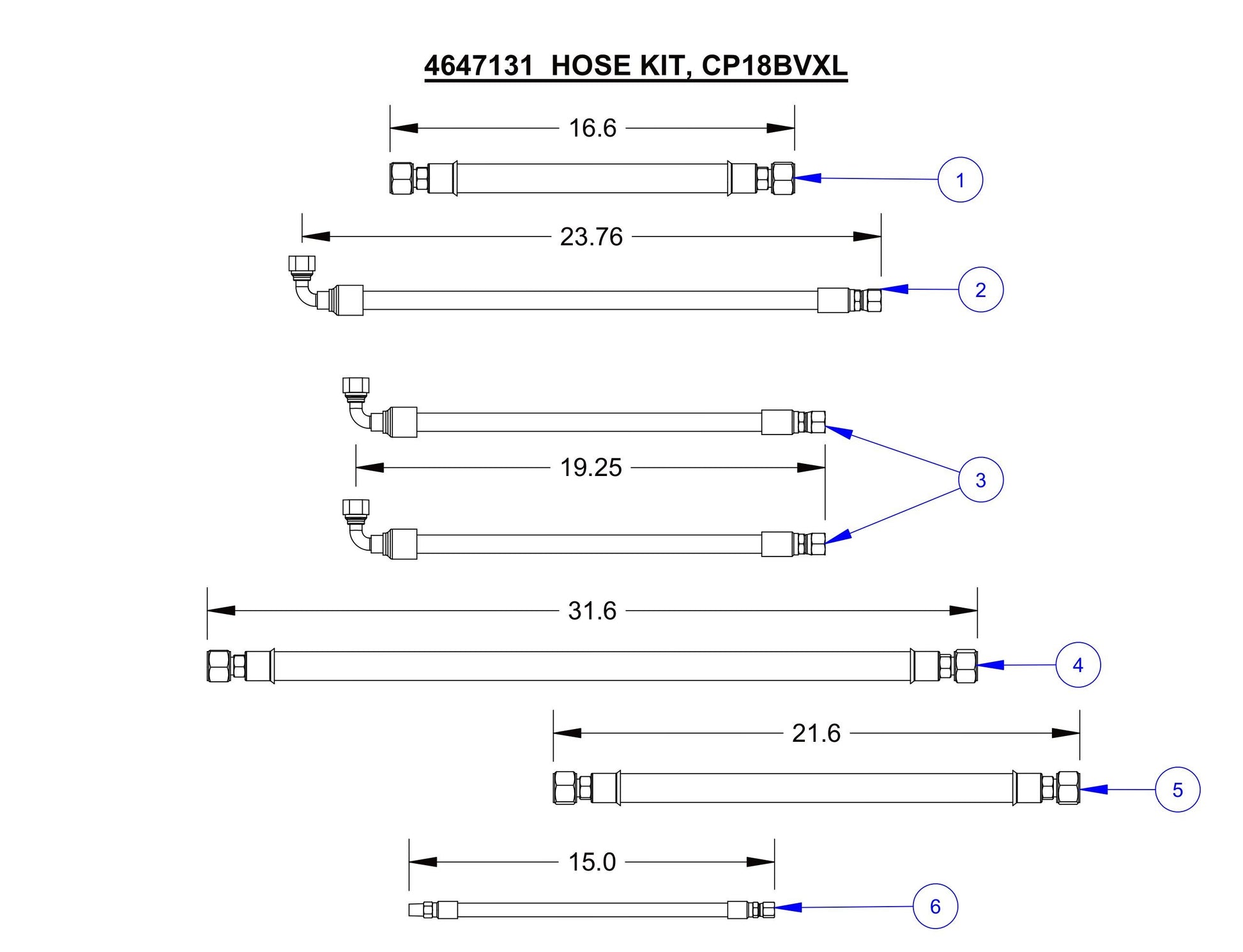 CP18BVXL Hose Kit Assembly Parts